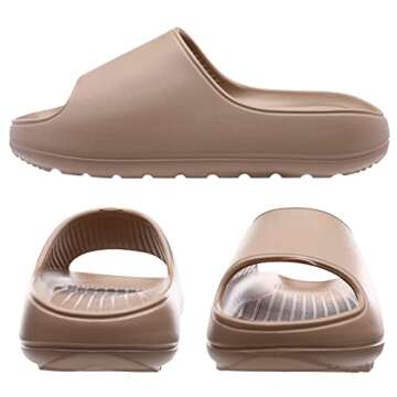 Beslip Platform Slide Sandals for Men Women Lightweight Open Toe Shower Shoes Khaki 4243