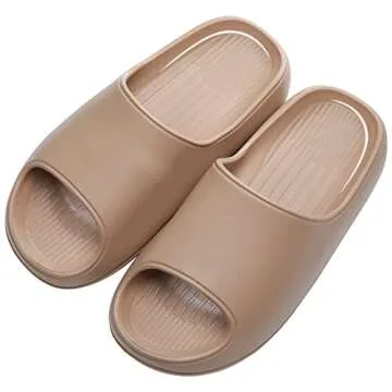 Beslip Platform Slide Sandals for Men Women Lightweight Open Toe Shower Shoes Khaki 4243