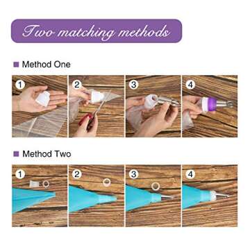 Ouddy Russian Piping Tips Set, 34 Pcs Cake Decorating Tips with 8 Russian Tips, 4 Russian Ball Piping Tips, 2 Leaf Piping Tips, 11 Pastry Bags, Flower Frosting Tips Cake Decorating Kit Baking Supplies