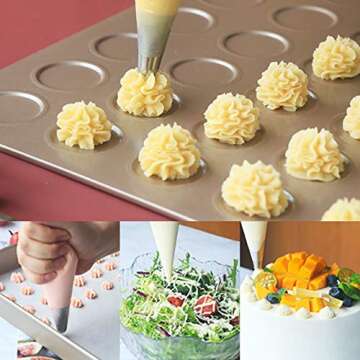 Ouddy Russian Piping Tips Set, 34 Pcs Cake Decorating Tips with 8 Russian Tips, 4 Russian Ball Piping Tips, 2 Leaf Piping Tips, 11 Pastry Bags, Flower Frosting Tips Cake Decorating Kit Baking Supplies