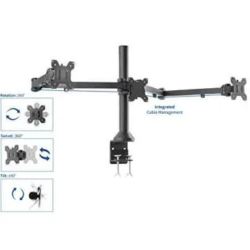 VIVO Triple Monitor 23 to 32 inch LED LCD Clamp-on Desk Mount, Heavy Duty Articulating VESA Computer Stand, Holds 3 Screens, Fully Adjustable for Home Office Workstation, Black, STAND-V103