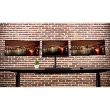 VIVO Triple Monitor 23 to 32 inch LED LCD Clamp-on Desk Mount, Heavy Duty Articulating VESA Computer Stand, Holds 3 Screens, Fully Adjustable for Home Office Workstation, Black, STAND-V103