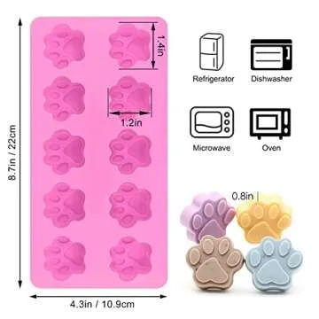 RUGVOMWM Set of 6，3 Packs Silicone Molds Puppy Dog Paw & Bone Shaped and 3 Packs Stainless Steel Dog Bone Cookie Cutters,for Homemade Treats、Paw、Ice、Candy and Chocolate Baking Mold