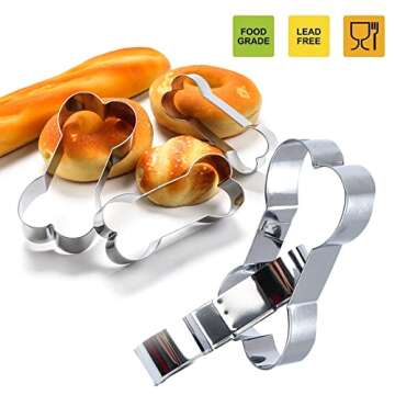 RUGVOMWM Set of 6，3 Packs Silicone Molds Puppy Dog Paw & Bone Shaped and 3 Packs Stainless Steel Dog Bone Cookie Cutters,for Homemade Treats、Paw、Ice、Candy and Chocolate Baking Mold