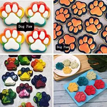 RUGVOMWM Set of 6，3 Packs Silicone Molds Puppy Dog Paw & Bone Shaped and 3 Packs Stainless Steel Dog Bone Cookie Cutters,for Homemade Treats、Paw、Ice、Candy and Chocolate Baking Mold