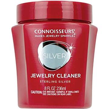 CONNOISSEURS Jewelry Cleaner for Silver Tarnish Remover with Dip Tray & Two Layer System Polishing Cloths