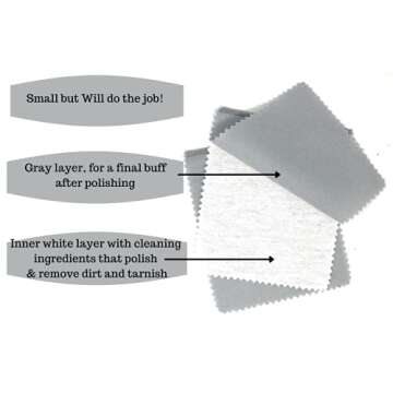 CONNOISSEURS Jewelry Cleaner for Silver Tarnish Remover with Dip Tray & Two Layer System Polishing Cloths