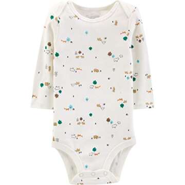 Simple Joys by Carter's Baby Boy's 5-Pack Long-Sleeve Bodysuit Shirt, bears/animals green/stripes, 3-6 Months