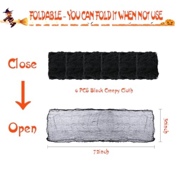 Black Halloween Creepy Cloth 30x72 Inch 6 Pack
