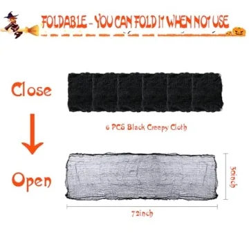 Black Halloween Creepy Cloth 30x72 Inch 6 Pack
