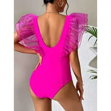 Trendy SPORLIKE Women One Piece Swimsuit in Hot Pink