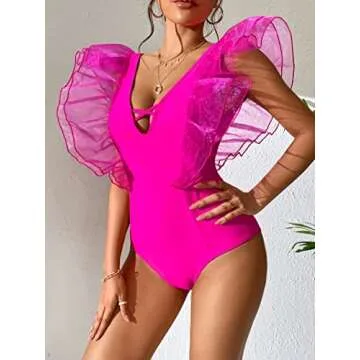 Trendy SPORLIKE Women One Piece Swimsuit in Hot Pink