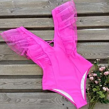 Trendy SPORLIKE Women One Piece Swimsuit in Hot Pink
