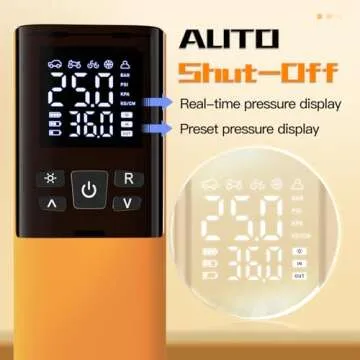 Portable Tire Inflator with Digital Gauge LED Light
