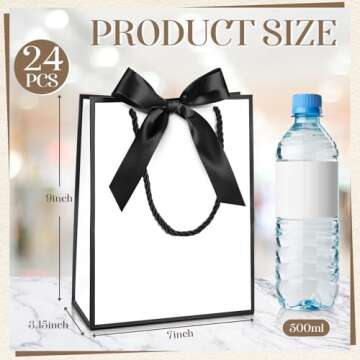 Silkfly 24 Pcs Thank You Gift Bags with Handles Elegant Gift Bags with Bow Ribbon for Valentine’s ...