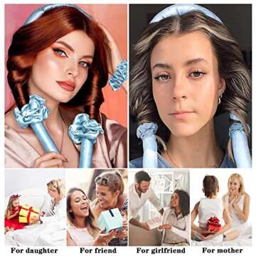 Machomby Heatless Hair Curlers For Long Hair, 12 Pcs Women Heatless Curling Rod Headband Set No Heat Curlers You Can to Sleep in Overnight, 39.4 Inch Soft Foam Hair Rollers for Large Wave Hair Styling