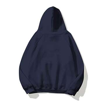 Lauweion Women Solid Basic Fleece Letter Loose Hoodie Sweatshirt Long Sleeve Kangaroo Pocket Drop Sh...