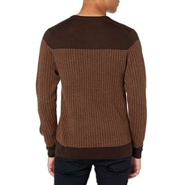 Goodthreads Men's Merino Wool/Acrylic Crewneck Herrinbone Sweater, Brown/Camel, X-Small