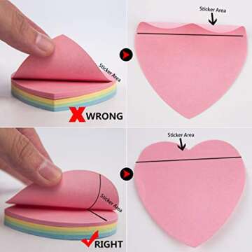 Sticky Notes - 1000 Sheets Heart Mixed 4 Color Bulk Sale Sticky Memo Post Memo Note Tape Self Stick Notes for Office/School/Home