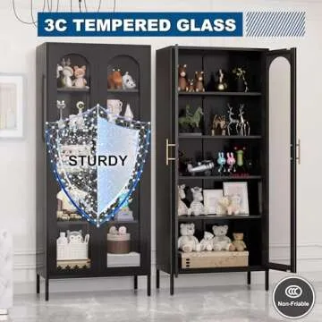 YILFANA 71" Tall Glass Display Cabinet for All Spaces