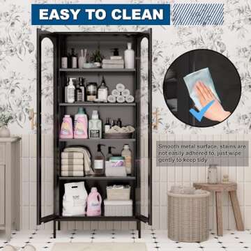 YILFANA 71" Tall Glass Display Cabinet for All Spaces