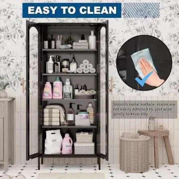 YILFANA 71" Tall Glass Display Cabinet for All Spaces