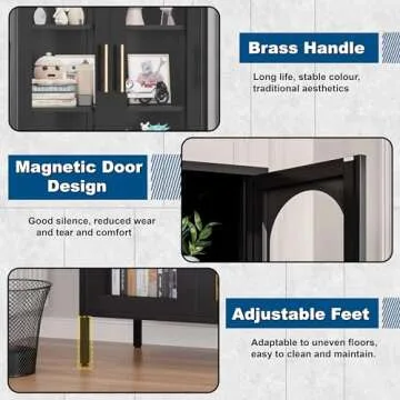 YILFANA 71" Tall Glass Display Cabinet for All Spaces