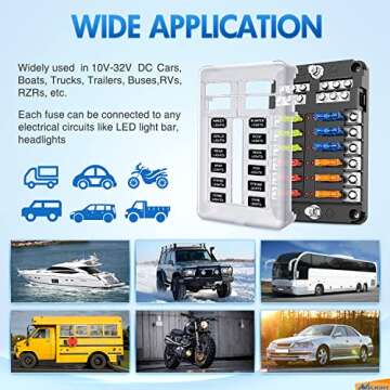 Nilight 50056L Electrical Fuse Block with LED Warning Indicator for 12V Automotive and Marine Use