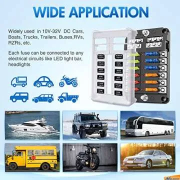 Nilight 50056L Electrical Fuse Block with LED Warning Indicator for 12V Automotive and Marine Use