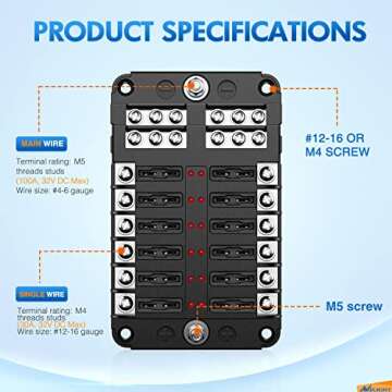 Nilight 12 Way Fuse Block with LED Indicator for Safe Use