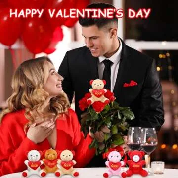 Ceenna 50 Pcs Valentines Plush Bear Heart for Girlfriend Small Bear Stuffed with Red Heart Mini Plush Bear Keychain Valentine's Day Gifts Fillers Bulk for Girlfriend Boyfriend Valentine Gifts