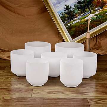 TOPFUND 6-10 inch Chakra Set of 7 Crystal Singing Bowls with Heavy Duty Carrying Cases and Mallets