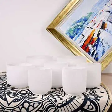 TOPFUND 6-10 inch Chakra Set of 7 Crystal Singing Bowls with Heavy Duty Carrying Cases and Mallets