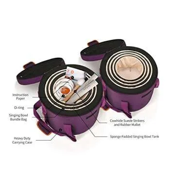 TOPFUND 6-10 inch Chakra Set of 7 Crystal Singing Bowls with Heavy Duty Carrying Cases and Mallets