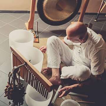 TOPFUND 6-10 inch Chakra Set of 7 Crystal Singing Bowls with Heavy Duty Carrying Cases and Mallets