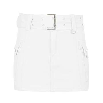 Argeousgor Women Aesthetic Low Waist Denim Skirts Y2K Belted Jean Skirt Pleated A-line Mini Skirt Trendy 2000s Streetwear