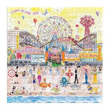 Galison Michael Storrings 500 Piece Jigsaw Puzzle for Families - Summer at The Amusement Park Scene,...