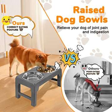 URPOWER Elevated Dog Bowls 4 Height Adjustable Raised Dog Bowl Stainless Steel Dog Food Bowls Non-Slip Dog Bowl Stand for Small Medium Large Dogs