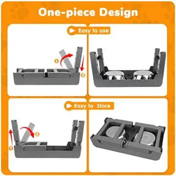 URPOWER Elevated Dog Bowls 4 Height Adjustable Raised Dog Bowl Stainless Steel Dog Food Bowls Non-Slip Dog Bowl Stand for Small Medium Large Dogs