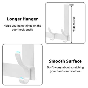 Optish Over The Door Hooks, Door Hanger Hooks for Hanging, Over The Door Towel Racks for Bathroom with 12 Coat Hooks, Over The Door Hanger