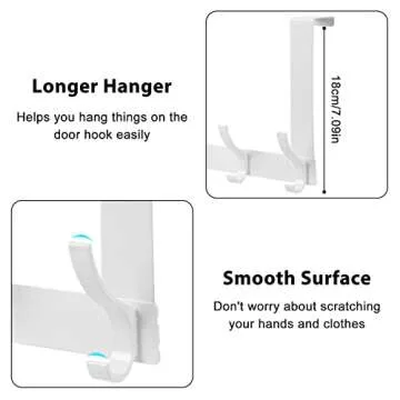 Optish Over The Door Hooks, Door Hanger Hooks for Hanging, Over The Door Towel Racks for Bathroom with 12 Coat Hooks, Over The Door Hanger