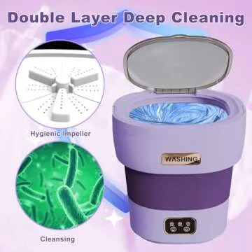 Portable Mini Washing Machine, 18L Portable Mini Washer, Collapsible Washer with Dryer, Small Foldable Laundry Washer, Apartment, RV, Camping, Socks, Baby Clothes, Underwear (Purple)