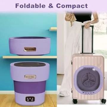 Portable Mini Washing Machine, 18L Portable Mini Washer, Collapsible Washer with Dryer, Small Foldable Laundry Washer, Apartment, RV, Camping, Socks, Baby Clothes, Underwear (Purple)