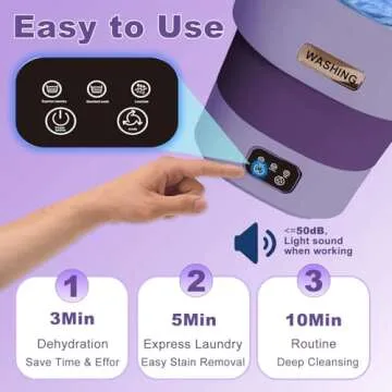 Portable Mini Washing Machine, 18L Portable Mini Washer, Collapsible Washer with Dryer, Small Foldable Laundry Washer, Apartment, RV, Camping, Socks, Baby Clothes, Underwear (Purple)