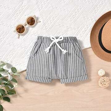 HINTINA Infant Toddler Baby Boy Cotton Linen Shorts Set Short Sleeve Summer Casual Clothes Outfits 18-24 Months