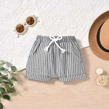 HINTINA Infant Toddler Baby Boy Cotton Linen Shorts Set Short Sleeve Summer Casual Clothes Outfits 18-24 Months