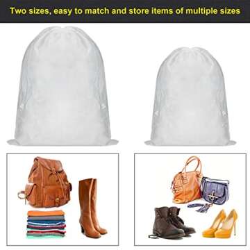 40 Pcs Dust Proof Drawstring Purse Storage Bag Breathable Non Woven Fabric Shoe Bag Dust Bags for Handbags Nonwoven Cloth Storage Pouch Dust Cover for Shoe Boots Purse Travel Storage Organizer, White
