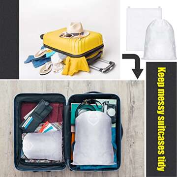 40 Pcs Dust Proof Drawstring Purse Storage Bag Breathable Non Woven Fabric Shoe Bag Dust Bags for Handbags Nonwoven Cloth Storage Pouch Dust Cover for Shoe Boots Purse Travel Storage Organizer, White