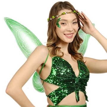 Enchanting Green Fairy Wings and Glitter Costume Set