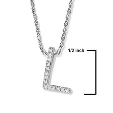 Beautiful 14K White Gold Diamond "L" Pendant Necklace